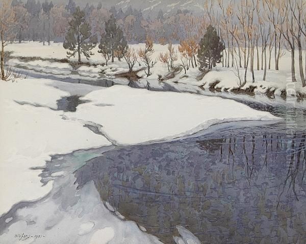 Yosemite, Winter Oil Painting by Gunnar M. Widforss