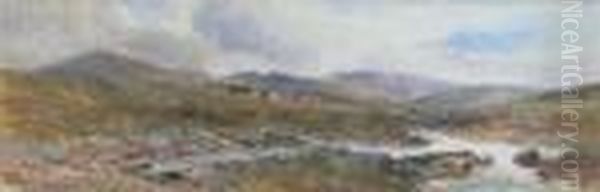 A Moorland River Landscape Oil Painting by William Widgery