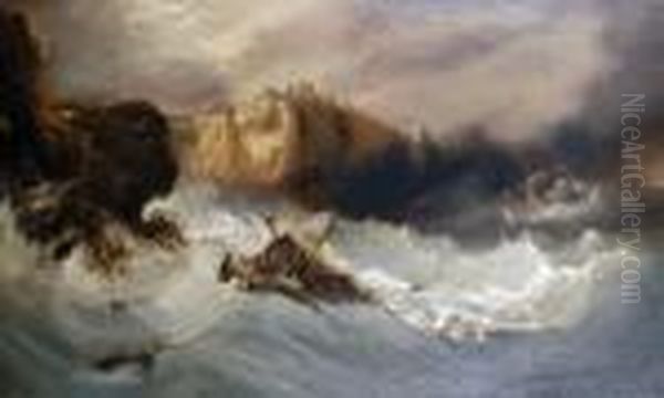 Shipwreck Off Tintagel Oil Painting by William Widgery