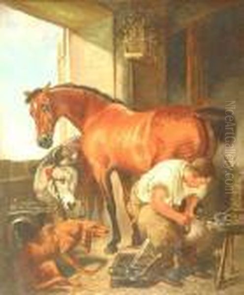 Shoeing The Mare Oil Painting by William Widgery