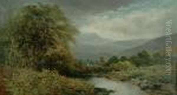 A River View On The Edge Of Dartmoor Oil Painting by William Widgery