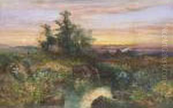 Summer Sunset On Dartmoor Oil Painting by William Widgery