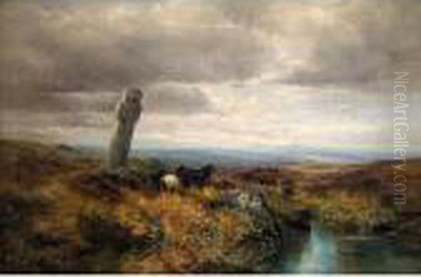 Dartmoor Ponies Oil Painting by William Widgery