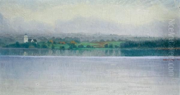 Riverscape Oil Painting by David O. Widhopff