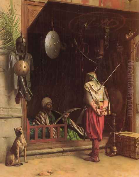 Un Marchand D'armes Au Caire (A Cairene Amorer) Oil Painting by Jean-Leon Gerome