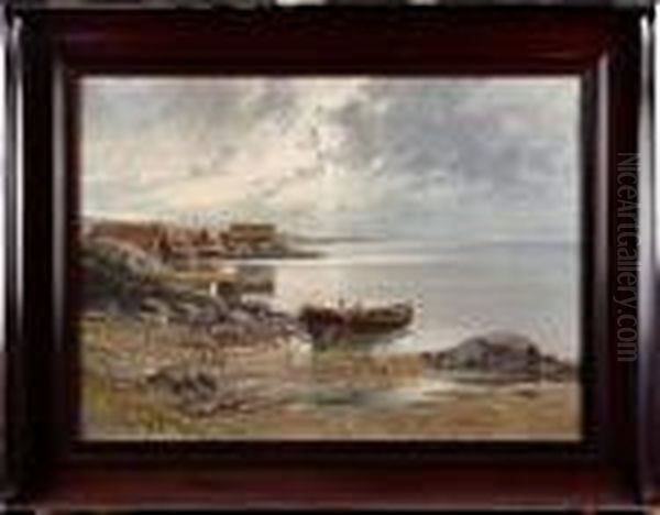 Kustlandskap Oil Painting by Leonard Wiedh