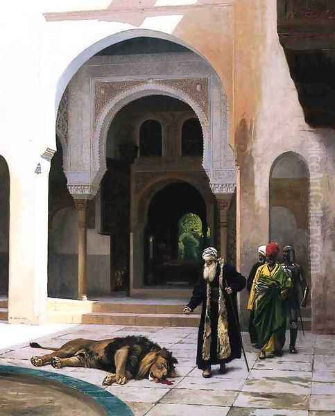 The Accursed Lion Oil Painting by Jean-Leon Gerome