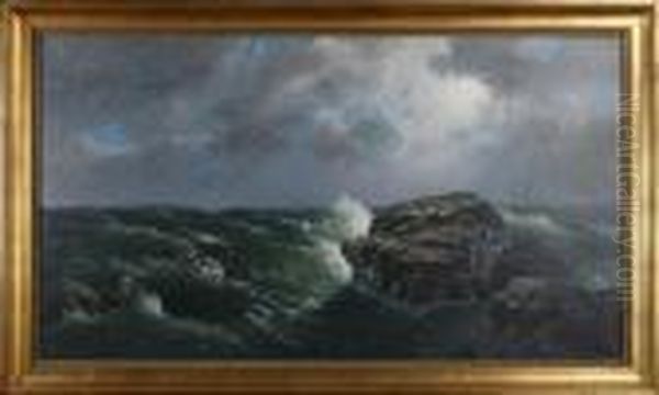 Kustlandskap Oil Painting by Leonard Wiedh