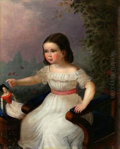 Portret Dziewczynki Z Lalka, 1840 R. Oil Painting by Carl, Karl Wieland