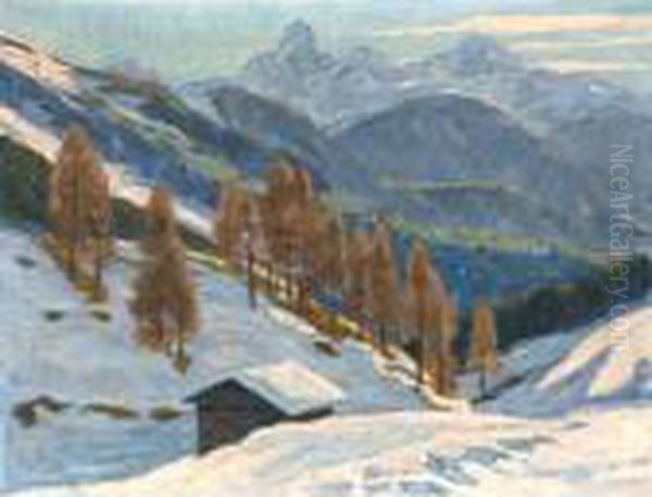 Wiesen Bei Davos Oil Painting by Hans Beat Wieland