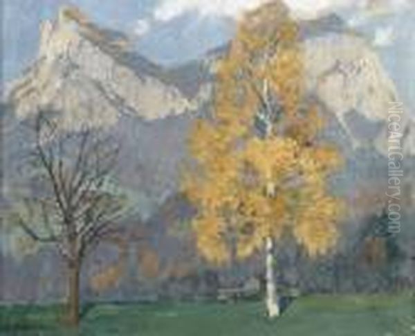 Herbsttag In Schwyz Oil Painting by Hans Beat Wieland