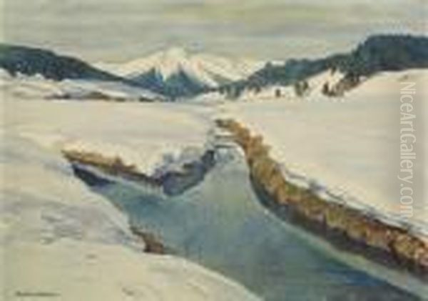 Blick Ins Engadin Oil Painting by Hans Beat Wieland