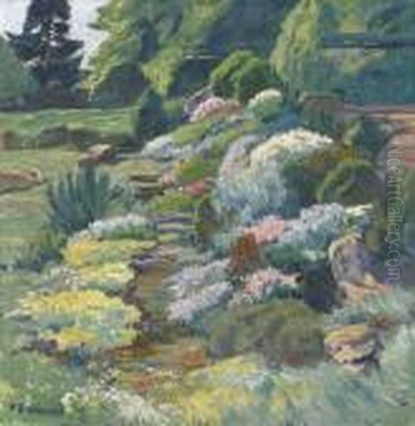 Bluhender Alpengarten Oil Painting by Hans Beat Wieland