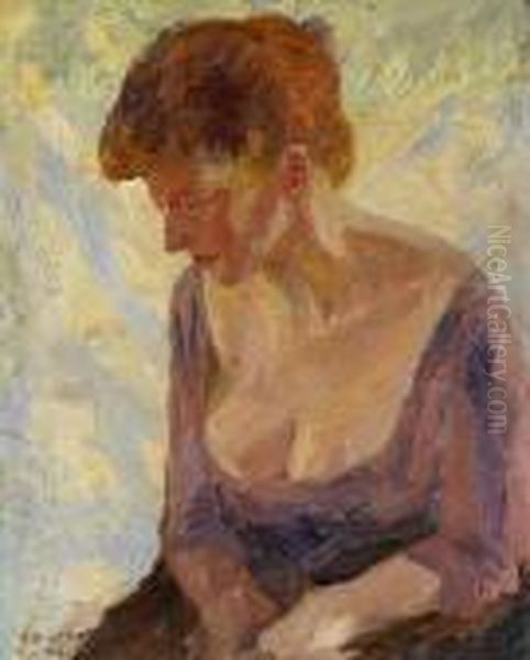 Bildnis Einer Jungeren Frau. 1905. Oil Painting by Hans Beat Wieland