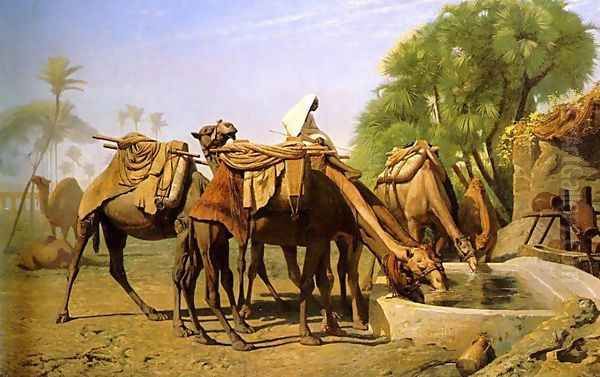 Camels at the Trough Oil Painting by Jean-Leon Gerome