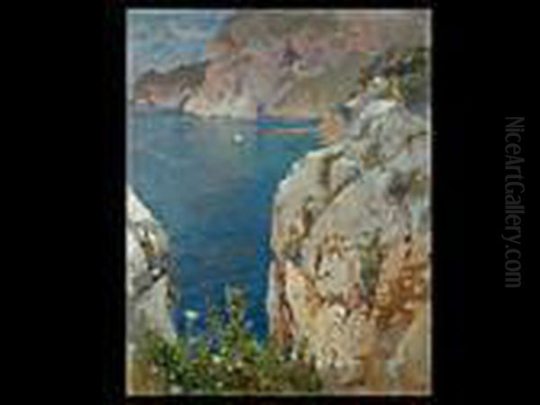 Blick Uber Die Steilkuste Auf Das Meer Oil Painting by Manuel Wielandt