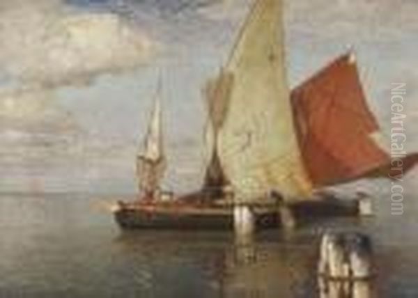 Fischerboote In Der
 Lagune. Oil Painting by Manuel Wielandt