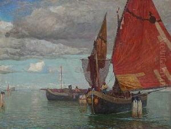 Fischerboote Oil Painting by Manuel Wielandt