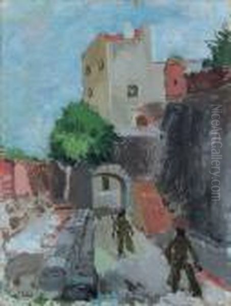 Eingang Zum Schloss Collioure Oil Painting by Walter Kurt Wiemken