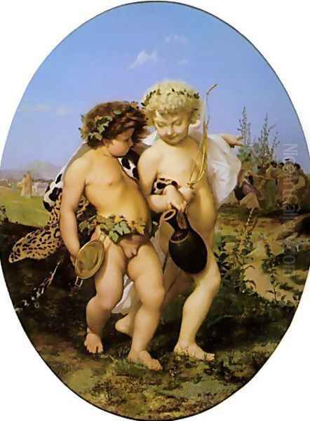 Drunken Bacchus and Cupid Oil Painting by Jean-Leon Gerome