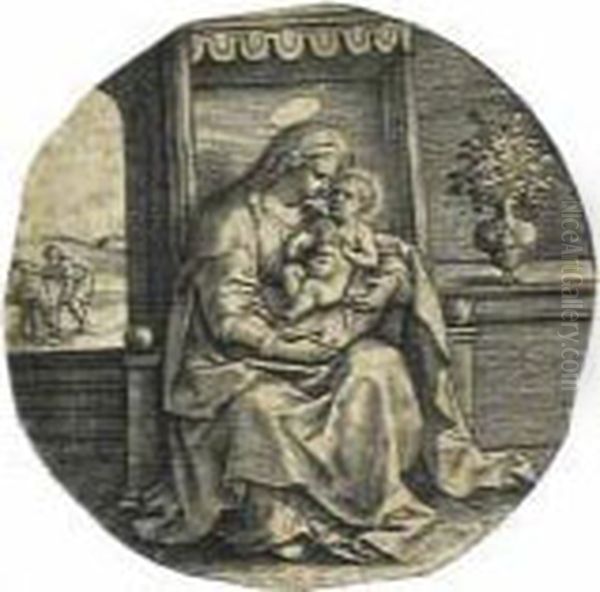 Item No. 527855 : Jan Wierix, Adoration Of The Magi Dxt1 Oil Painting by Johan Wierix