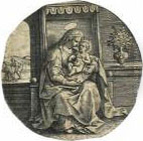 Item No. 510890 : Jan Wierix, Adoration Of The Magi Dxt1 Oil Painting by Johan Wierix