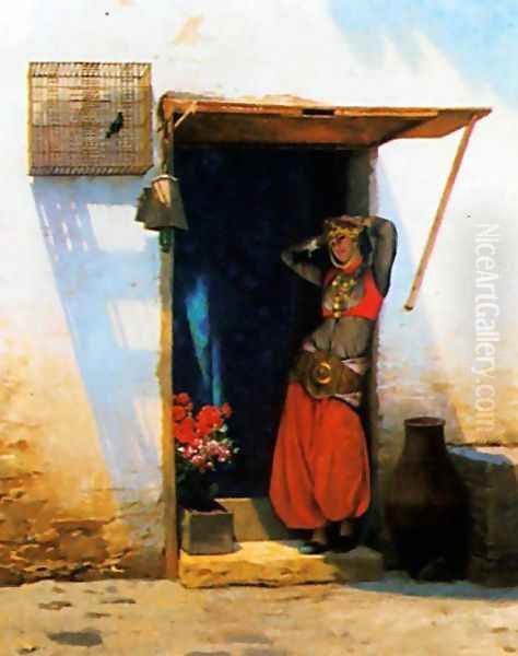 Woman of Cairo at her Door Oil Painting by Jean-Leon Gerome