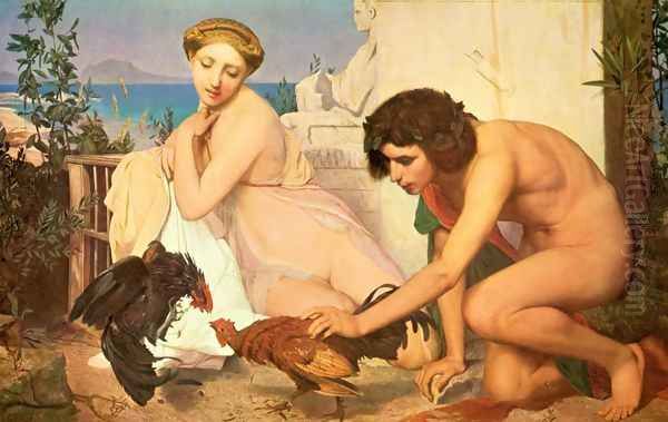 Un Combat de Coqs Oil Painting by Jean-Leon Gerome