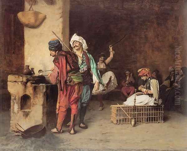 Cafe House Cairo aka Casting Bullets 1883 Oil Painting by Jean-Leon Gerome