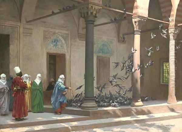 Les pigeons Oil Painting by Jean-Leon Gerome