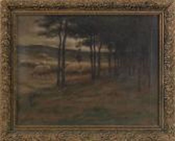 Pastoral Landscape With Sheep Oil Painting by John Carleton Wiggins