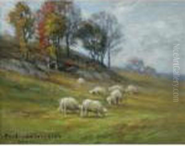 An Autumn Day Oil Painting by John Carleton Wiggins