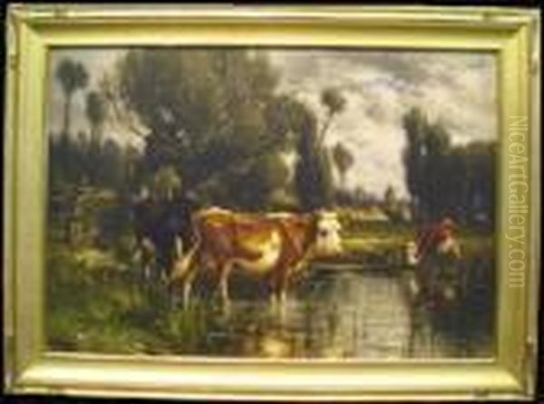 Cattle In Normandy Oil Painting by John Carleton Wiggins