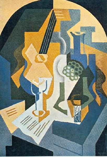 Still Life With Fruit Dish And Mandolin Oil Painting by Juan Gris