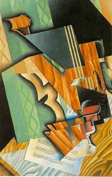 Violin And Glass Oil Painting by Juan Gris