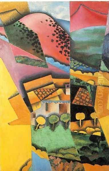 Landscape At Ceret Oil Painting by Juan Gris