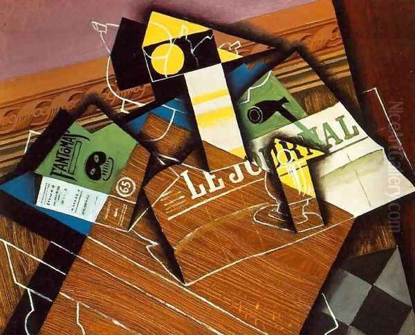 Fantomas Pipe And Newspaper Oil Painting by Juan Gris