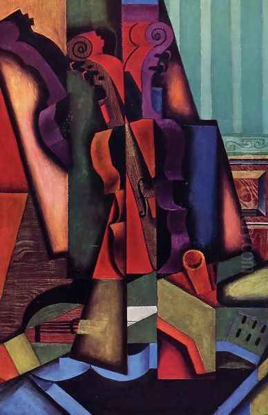 Violin And Guitar Oil Painting by Juan Gris