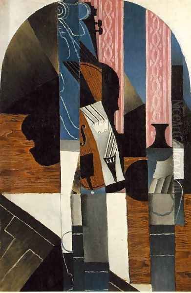 Violin And Ink Bottle On A Table Oil Painting by Juan Gris