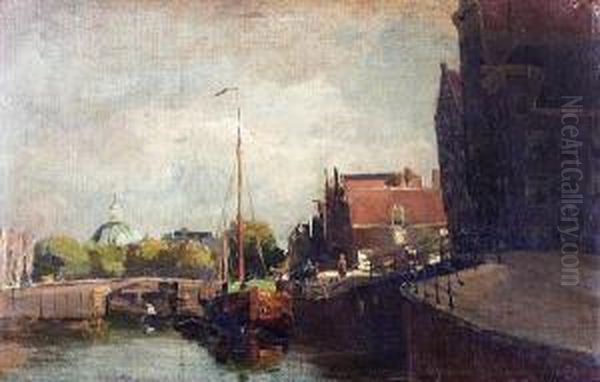 A Corner Of Amsterdam Oil Painting by Jan Hillebrand Wijsmuller