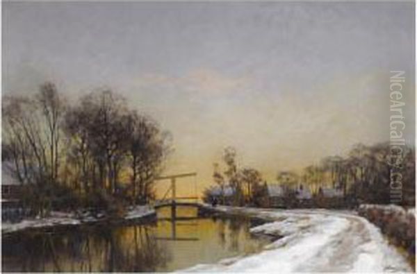 Winter Afternoon Oil Painting by Jan Hillebrand Wijsmuller