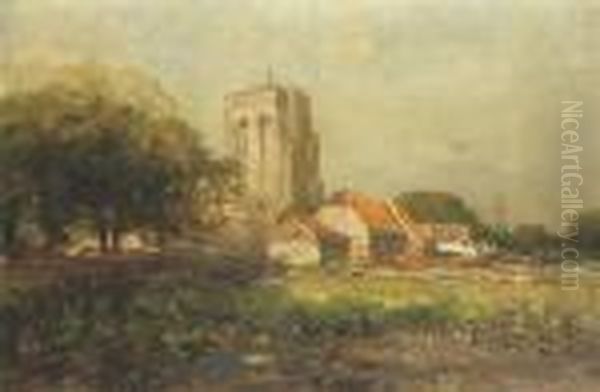 The Sunlit Sint Lievensmonstertoren, Zierikzee Oil Painting by Jan Hillebrand Wijsmuller