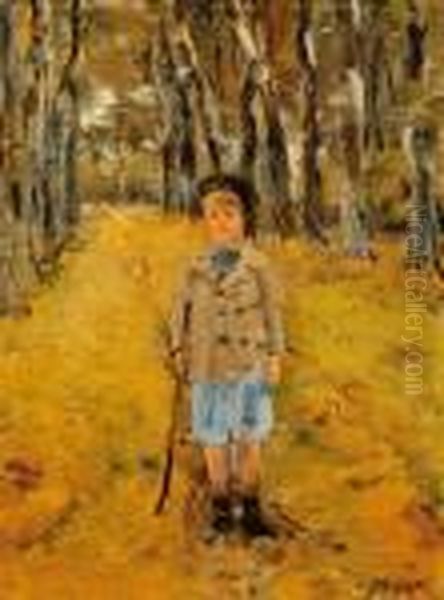 Boy In The Forest Oil Painting by Jan Hillebrand Wijsmuller