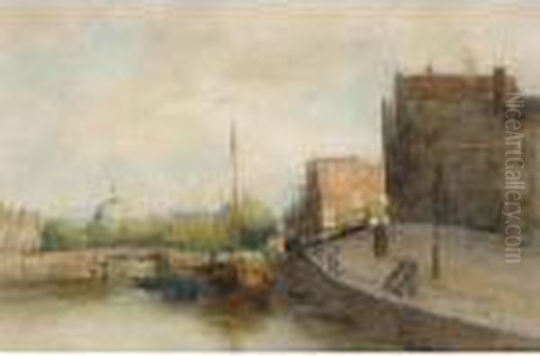 View Of Amsterdam, The Koepelkerk Beyond Oil Painting by Jan Hillebrand Wijsmuller