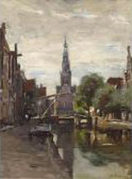 A View Of Alkmaar Oil Painting by Jan Hillebrand Wijsmuller