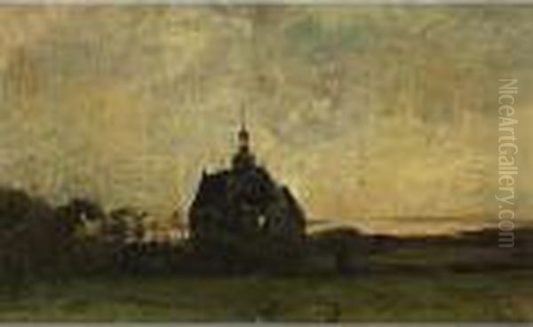 Church Of Egmond-binnen Late Afternoon Oil Painting by Jan Hillebrand Wijsmuller