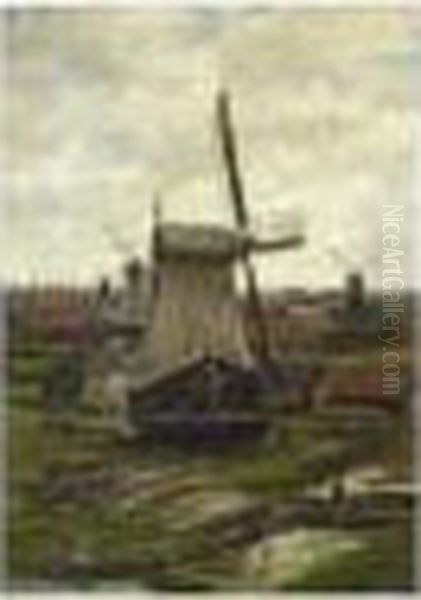 Sawing Mills Oil Painting by Jan Hillebrand Wijsmuller