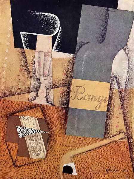 The Bottle Of Banyuls Oil Painting by Juan Gris