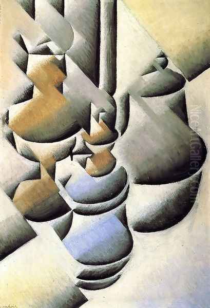 Still Life With Oil Lamp Oil Painting by Juan Gris