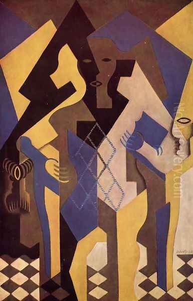 Harlequin At A Table Oil Painting by Juan Gris